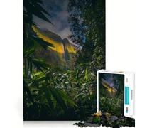 Rompecabezas de 1000 Piezas para Adultos con diseño de Paisaje de Cascada Tropical Juguete Decorativo para Construir y concentrarse Juego de Paz Regalo de cumpleaños (38x52cm)