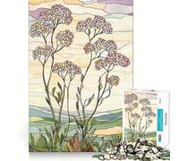 Rompecabezas de 1000 Piezas para Adultos con diseño de Paisaje Floral de vidrieras, Corte preciso, Divertido Juego de ingenio, Ideal para el Tiempo Libre y como Actividad de cumpleaños (50x75cm)