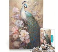 Rompecabezas de 1000 Piezas para Adultos con diseño de Pavo Real y Flores Juego Imposible análisis y lógica fortalece el Amor Entre Parejas 38x26cm