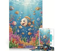 Rompecabezas de 1000 Piezas para Adultos con diseño de Peces de Dibujos Animados,arrecifes de Coral y Piezas de Corte preciso Un Juego para desarrollar la Capacidad de razonamiento y Pasar un Buen