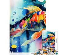 Rompecabezas de 1000 Piezas para Adultos con diseño de Peces koi Coloridos Juego Educativo para Mejorar la Memoria y decoración del hogar con Piezas de Formas aleatorias Que encajan Perfectamente