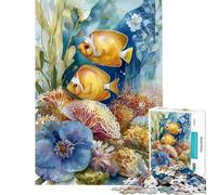 Rompecabezas de 1000 Piezas para Adultos con diseño de Peces y arrecifes de Coral en Acuarela Juegos relajantes para Adultos un desafío Divertido para Disfrutar en casa (tamaño 38x26cm)