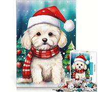 Rompecabezas de 1000 Piezas para Adultos con diseño de Perro Bichón Frisé, Ideal para Navidad, Juguetes para Hacer tú Mismo, Actividades Divertidas en casa y para Fortalecer el Amor en Pareja 50x75cm