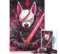 Rompecabezas de 1000 Piezas para Adultos con diseño de Perro Bull Terrier Guerrero samurái Juego Divertido para desarrollar la Mente y el Pensamiento Ideal para el Tiempo Libre y