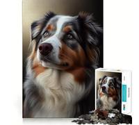 Rompecabezas de 1000 Piezas para Adultos con diseño de Perro Pastor Australiano,Bordes Finos,Ideal para Manualidades,diversión,relajación,Regalo de cumpleaños o para Aficionados (38x52cm)