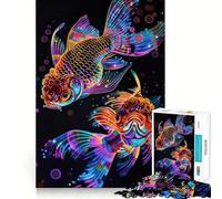 Rompecabezas de 1000 Piezas para Adultos con diseño de pez Dorado neón Un desafío Mental para armar con un patrón Relajante Regalo Ideal para Navidad (38x52cm)