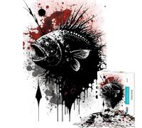 Rompecabezas de 1000 Piezas para Adultos con diseño de pez Pescador Pintado con Tinta Ideal para cumpleaños Navidad decoración de Pared y Juegos Familiares Apto para Mayores de 14 años (38x26cm)