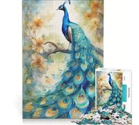 Rompecabezas de 1000 Piezas para Adultos con diseño de Plumas de Pavo Real Azul, Ideal para Hacer tú Mismo, Actividades Divertidas en casa y para Fortalecer el Amor en Pareja 50x75cm