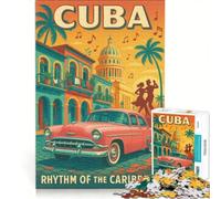 Rompecabezas de 1000 Piezas para Adultos con diseño de póster de Cuba, Juego Familiar, Montaje de Patrones, cumpleaños y Navidad 50x75cm