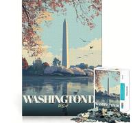 Rompecabezas de 1000 Piezas para Adultos con diseño de póster turístico de Washington DC, Corte preciso, Divertido Juego de ingenio, Ideal para el Tiempo Libre y para Celebrar cumpleaños (38x52cm)