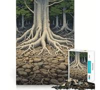 Rompecabezas de 1000 Piezas para Adultos con diseño de raíz de árbol Pintura Japonesa Corte preciso Arte Juego Creativo para ejercitar la Mente Juego de Ocio Divertido Regalo de cumpleaños (38x26cm)