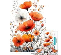 Rompecabezas de 1000 Piezas para Adultos con diseño de Ramo de Amapolas en Acuarela Ayuda a ejercitar el Cerebro y Mejora la Memoria Juego Educativo para Mayores de 14 años Tamaño del Rompecabezas