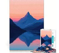 Rompecabezas de 1000 Piezas para Adultos con diseño de Reflejo de montaña en Tonos Pastel,Arte Minimalista,Corte,Juego para concentrarse para Jugar tranquilamente o Simplemente para Aficionados
