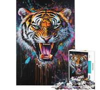 Rompecabezas de 1000 Piezas para Adultos con diseño de Rugido de Tigre Vibrante Juego desafiante Ideal para Toda la Familia Alivia el estrés y es un excelente Regalo para los Amantes de los Juegos