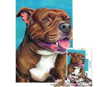 Rompecabezas de 1000 Piezas para Adultos con diseño de Staffordshire Bull Terrier Ideal para Juegos Familiares Vacaciones en casa y para Pasar el rato Difícil y desafiante (tamaño 50x75cm)