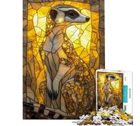 Rompecabezas de 1000 Piezas para Adultos con diseño de Suricata en vidriera Ideal para Decorar la Pared Una verdadera Obra de Arte Toda la Familia (tamaño 38x26cm)