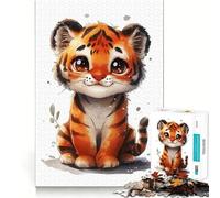 Rompecabezas de 1000 piezas para adultos con diseño de tigre bebé Diseño adorable,corte limpio,decoración,juego divertido para concentrarse,tiempo libre,regalo de cumpleaños o para aficionados 38x26cm