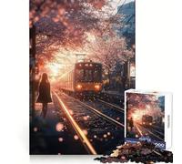 Rompecabezas de 1000 Piezas para Adultos con diseño de Tren y Flores de Cerezo Ideal para Entrenar la Memoria y Disfrutar en Silencio Bordes precisos (38x52cm)