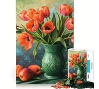 Rompecabezas de 1000 Piezas para Adultos con diseño de Tulipanes Flores y albaricoques Bodegón artístico Decoración práctica Juguete para ejercitar la Mente Diversión Casual Regalo Ideal para Navidad
