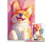 Rompecabezas de 1000 Piezas para Adultos con diseño de un Feliz Corgi, Ideal para Decorar la Pared o para divertirse en casa y Fortalecer el Amor en Pareja 38x26cm