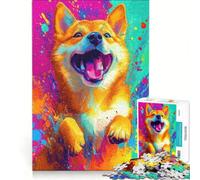 Rompecabezas de 1000 Piezas para Adultos con diseño de un Shiba Inu Feliz Juego práctico, Actividades Divertidas para Hacer en casa Toda la Familia 38x52cm
