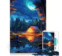 Rompecabezas de 1000 Piezas para Adultos con diseño de una Hermosa Noche de Campamento Bordes Juego cognitivo Regalo Ideal para Jugar sin Hacer Nada Juego de cumpleaños (38x52cm)