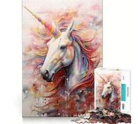 Rompecabezas de 1000 Piezas para Adultos con diseño de Unicornio Caminando sobre Pintura Juguete Que desafía la Mente Corte preciso y alineación Actividad Divertida para Toda la Familia