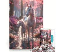 Rompecabezas de 1000 Piezas para Adultos con diseño de Unicornio Juguetes para armar interacción Entre Padres e Hijos para Fortalecer el Amor en Pareja 38x52cm