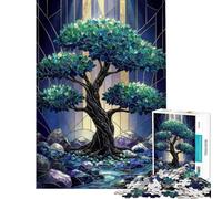 Rompecabezas de 1000 Piezas para Adultos con diseño de vidrieras y árbol Oscuro Juego práctico Ideal para Mujeres y Toda la Familia (Tamaño 38x52cm)
