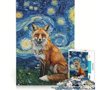 Rompecabezas de 1000 Piezas para Adultos con diseño de Zorro en una Noche Estrellada Ideal para Relajarse, interactuar Entre Padres e Hijos, como Regalo de cumpleaños o para Llevar de Viaje 50x75cm