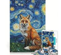 Rompecabezas de 1000 Piezas para Adultos con diseño de Zorro en una Noche Estrellada Ideal para Relajarse, interactuar Entre Padres e Hijos, como Regalo de cumpleaños o para Llevar de Viaje 38x26cm