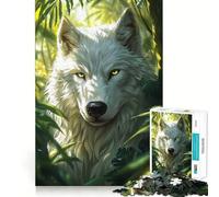 Rompecabezas de 1000 Piezas para Adultos con diseño de Zorro Lobo Blanco en la Jungla Juguete Que desafía la Mente Corte preciso y alineación Actividad Divertida para Toda la Familia