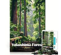 Rompecabezas de 1000 Piezas para Adultos con diseño del Bosque de Yakushima,Japón Entrenamiento,Juego y Piezas seguras aliviar el estrés (38x26cm)