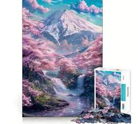 Rompecabezas de 1000 piezas para adultos con diseño del hermoso Monte Fuji y Sakura,arte de bordes precisos,juego de ingenio,regalo ideal para pasar un rato agradable y disfrutar de la Navidad 50x75cm