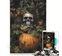 Rompecabezas de 1000 Piezas para Adultos con diseño Floral, Esqueleto y Calabaza, Juego práctico, Carrera de Velocidad Manual, con Piezas de Formas aleatorias Que encajan Perfectamente 38x26cm