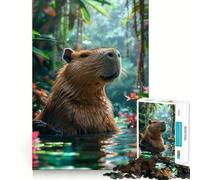 Rompecabezas de 1000 Piezas para Adultos con diseño Floral Tropical y Capibara, Corte preciso, Juego de concentración, Regalo, Juego de Ocio, Escena navideña (50x75cm)