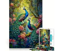 Rompecabezas de 1000 Piezas para Adultos con Dos Hermosos Pavos Reales Decoración práctica y Divertida Juguete para ejercitar la Mente Regalo Ideal para Pasar un rato Agradable en Navidad (50x75cm)