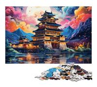 Rompecabezas de 1000 Piezas para Adultos con el Castillo psicodélico de Matsumoto por la Noche Rompecabezas de Madera para Adultos y niños (tamaño 75 x 50 cm)