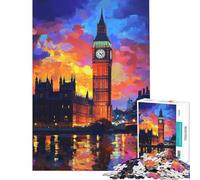 Rompecabezas de 1000 Piezas para Adultos con el diseño Resplandor del Atardecer de Londres Ideal para Adolescentes Diseño de patrón Montaje dificultad Alta y un desafío para Disfrutar en Familia