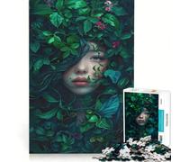 Rompecabezas de 1000 Piezas para Adultos con el Encantador Rostro de una niña Entre el follaje, Juego práctico, decoración para el hogar, cumpleaños y Navidad 38x26cm