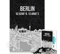 Rompecabezas de 1000 Piezas para Adultos con el Horizonte de Berlín y Mapa de la Ciudad Juego de Bordes Juego cognitivo Regalo Ideal para Jugar sin Hacer Nada Juego de cumpleaños Actividad