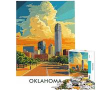 Rompecabezas de 1000 Piezas para Adultos con el Horizonte de Oklahoma City Juego de ingenio para Adultos Regalo Ideal para cumpleaños o para Toda la Familia (tamaño 50x75cm)