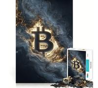 Rompecabezas de 1000 Piezas para Adultos con el símbolo de Bitcoin en Oro y Azul Abstractos Arte de Corte Fino Juego para ejercitar la Mente Regalo Ideal para Momentos de Tranquilidad Regalo