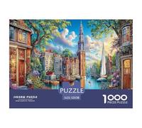 Rompecabezas de 1000 Piezas para Adultos con Escena de Canal: Ciudad de Canales con Edificios, Juegos de Rompecabezas desafiantes y estimulantes, 52 x 38 cm (1000 Piezas)