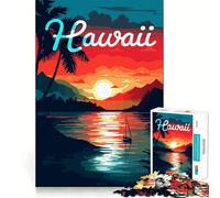 Rompecabezas de 1000 Piezas para Adultos con Escena de Puesta de Sol en Hawái,Corte Premium,Juego para ejercitar la Mente,diversión sin Preocupaciones,decoración navideña (50x75cm)