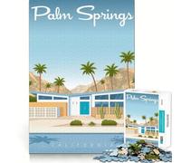 Rompecabezas de 1000 piezas para adultos con estampado de viaje de Palm Springs Diversión con articulaciones finas Desafío inteligente Juego tranquilo y Regalo ideal para cumpleaños y para aficionados