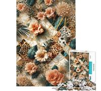 Rompecabezas de 1000 Piezas para Adultos con Estampado Floral y Animal Estilo Patchwork Rompecabezas Relajante para Adultos Ideal para Pasar el Tiempo en casa Un Reto para completar (tamaño 38x26cm)