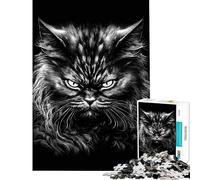 Rompecabezas de 1000 Piezas para Adultos con expresión cínica de un Gato Un Reto para completar Juego Educativo para aliviar el estrés para Mayores de 14 años (38x52cm)