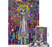 Rompecabezas de 1000 Piezas para Adultos con Figura de Calavera alienígena psicodélica Juego práctico para Toda la Familia Juguete Decorativo para la Pared Entrena tu Cerebro y Tus Manos (38x26cm)