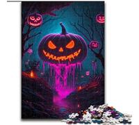 Rompecabezas de 1000 Piezas para Adultos con Forma de Cabeza de Calabaza de Madera,Ideal para divertirseen cumpleaños y Navidad 50x75cm Una Divertida Actividad para una Noche de Juegos